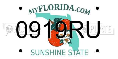 0919RU Florida License Plate
