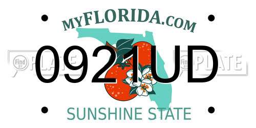 0921UD Florida License Plate