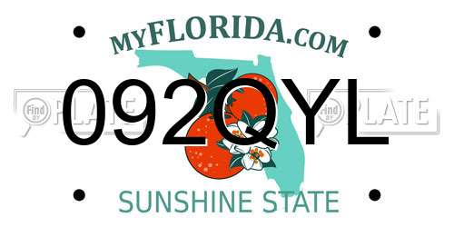 092QYL Florida License Plate