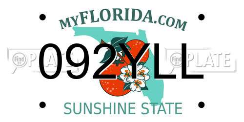092YLL Florida License Plate
