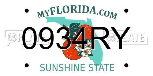 0934RY Florida License Plate