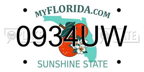 0934UW Florida License Plate