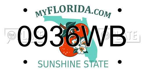 0936WB Florida License Plate