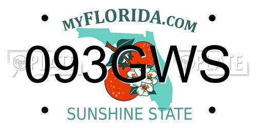 093GWS Florida License Plate