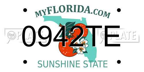 0942TE Florida License Plate
