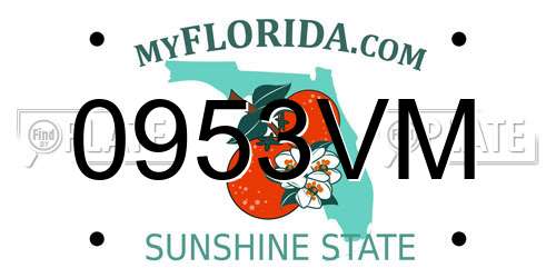 0953VM Florida License Plate