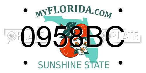 0958BC Florida License Plate