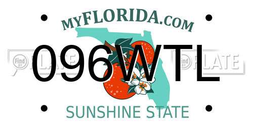 096WTL Florida License Plate
