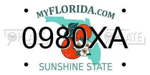 0980XA Florida License Plate