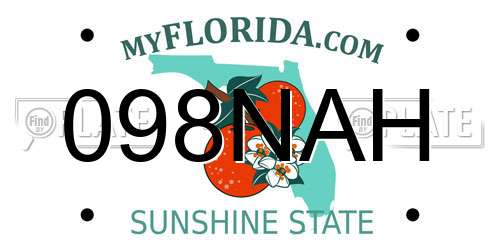 098NAH Florida License Plate