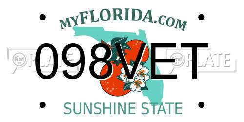 098VET Florida License Plate