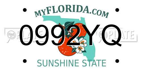 0992YQ Florida License Plate