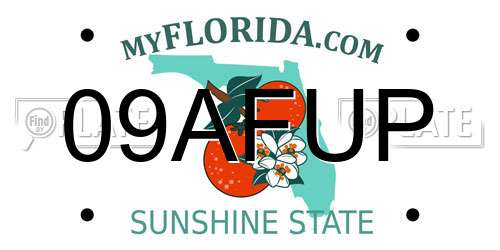 09AFUP Florida License Plate