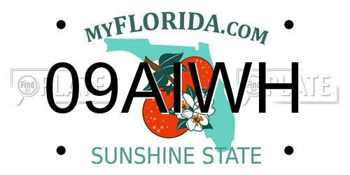 09AIWH Florida License Plate