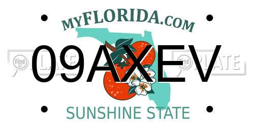09AXEV Florida License Plate
