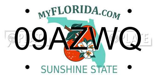 09AZWQ Florida License Plate