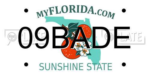 09BADE Florida License Plate