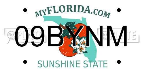 09BYNM Florida License Plate