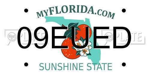 09EUED Florida License Plate