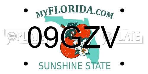 09GZV Florida License Plate