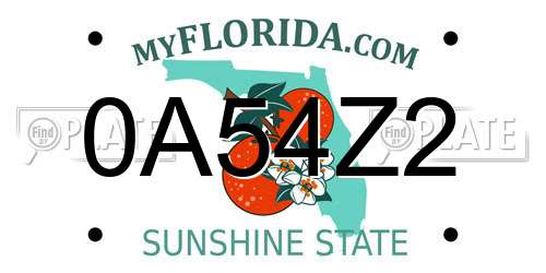 0A54Z2 Florida License Plate