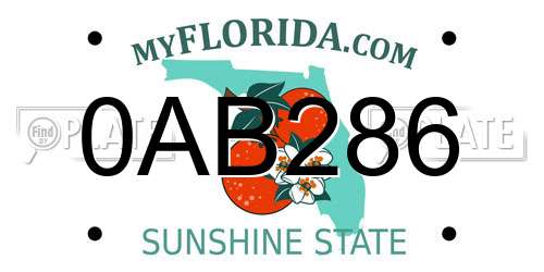 0AB286 Florida License Plate