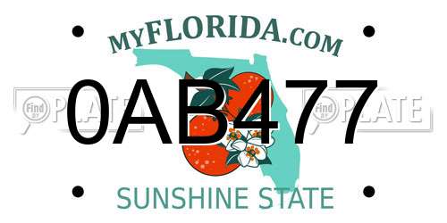 0AB477 Florida License Plate