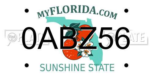 0ABZ56 Florida License Plate