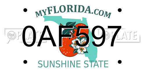 0AF597 Florida License Plate