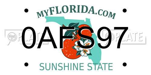 0AFS97 Florida License Plate