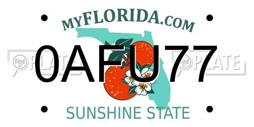 0AFU77 Florida License Plate