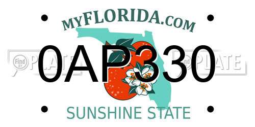 0AP330 Florida License Plate