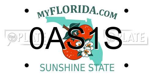 0AS1S Florida License Plate