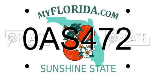 0AS472 Florida License Plate