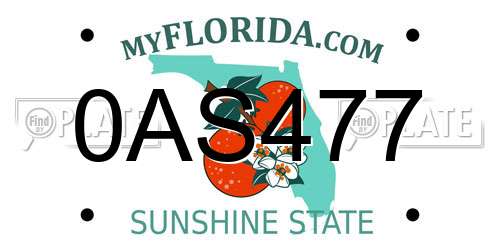 0AS477 Florida License Plate