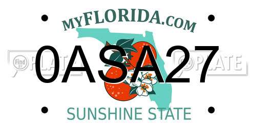 0ASA27 Florida License Plate