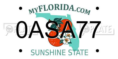 0ASA77 Florida License Plate