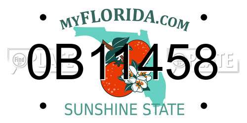 0B11458 Florida License Plate