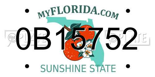 0B15752 Florida License Plate