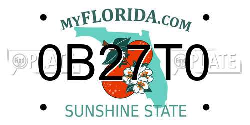 0B27T0 Florida License Plate