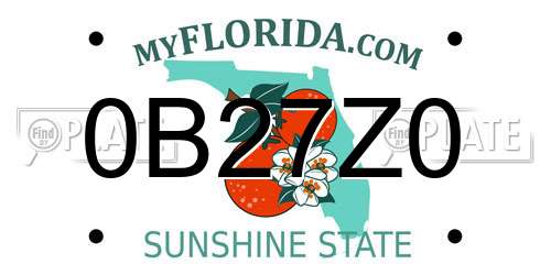 0B27Z0 Florida License Plate