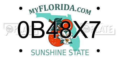 0B48X7 Florida License Plate
