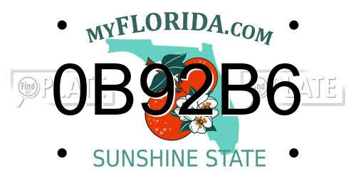 0B92B6 Florida License Plate
