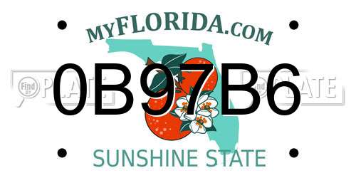 0B97B6 Florida License Plate