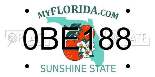 0BE188 Florida License Plate