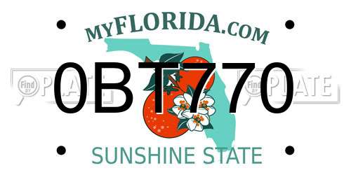 0BT770 Florida License Plate
