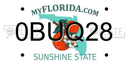 0BUQ28 Florida License Plate
