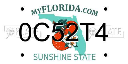 0C52T4 Florida License Plate
