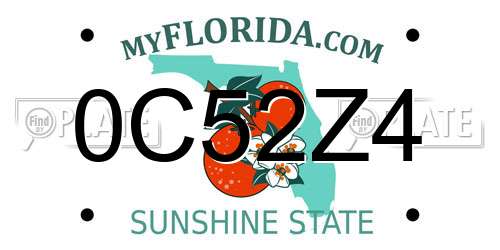 0C52Z4 Florida License Plate