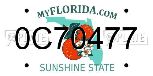0C70477 Florida License Plate